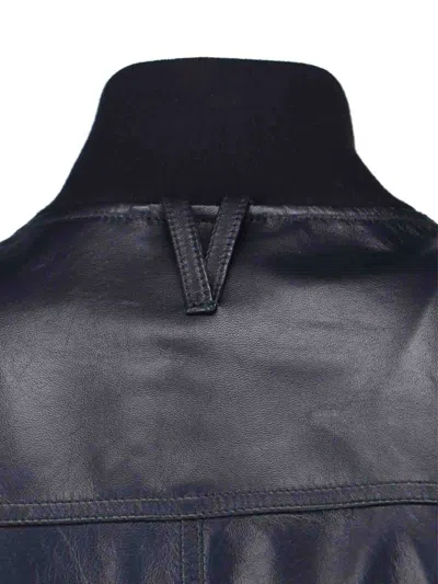 Valstar Buttoned Leather Jacket In Blue