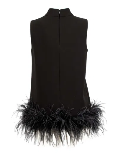 Max Mara Feather-trimmed Top In Black