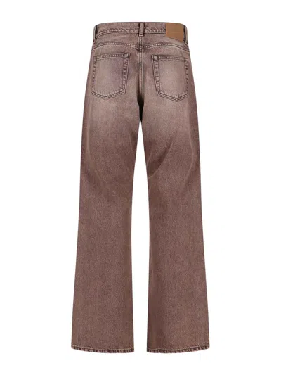 Our Legacy Denim Trousers Faded Effect Belt Loops Five Pockets In Brown