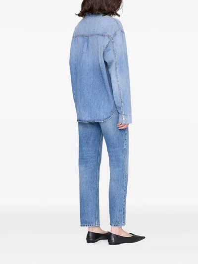 Anine Bing Womens Baltic Blue Paxton Oversized Denim Shirt