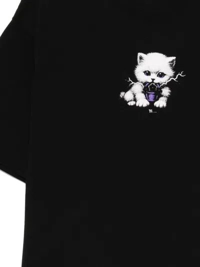 Y's Cat-print T-shirt In Black