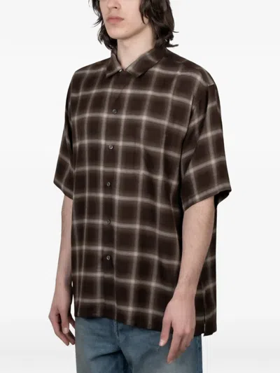 Stein Check-pattern Oversized Shirt In Brown