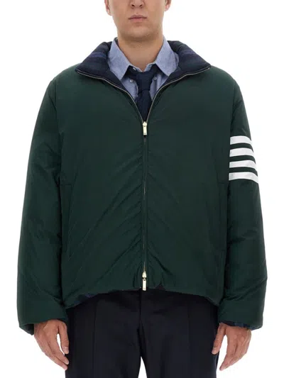 Thom Browne Reversible Striped Shell Down Jacket In Blue