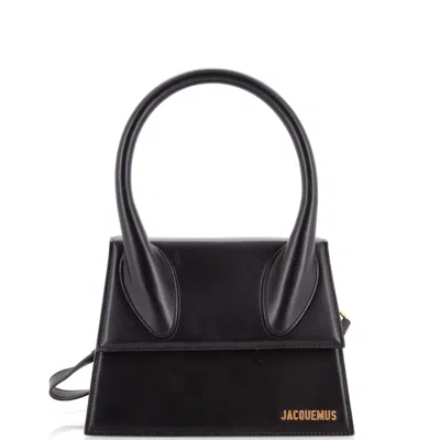 Jacquemus Le Grand Chiquito Leather Top Handle Crossbody Bag In Black