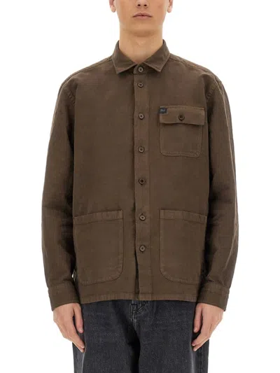 Fay Overshirt Featuring Multiple Pockets In Brown