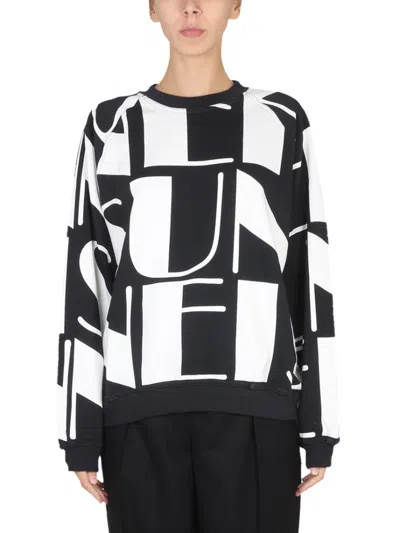 Sunnei Logo-print Long-sleeve Sweatshirt In Black