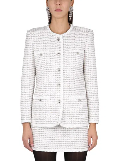 Alessandra Rich Round-neck Buttoned Jacket In Neutral