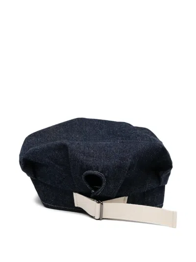 Engineered Garments Logo-patch Denim Cap In Blue
