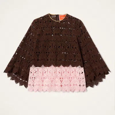 La Doublej Lacey Make An Exit Top In Brown