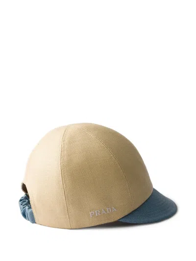 Prada Canvas Cap In Brown
