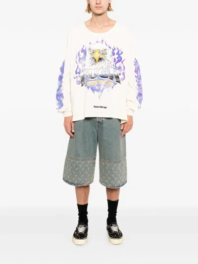 Better With Age Eagle-print Long-sleeve T-shirt In Neutral