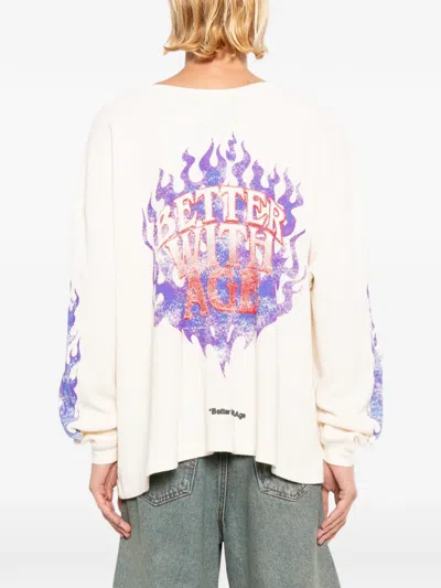 Better With Age Eagle-print Long-sleeve T-shirt In Neutral