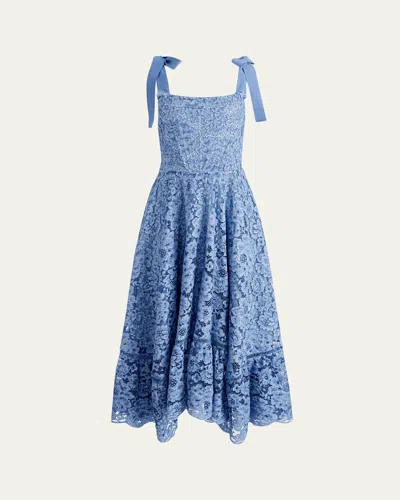 Alice And Olivia Rosalee Lace Bustier Maxi Dress In Blue