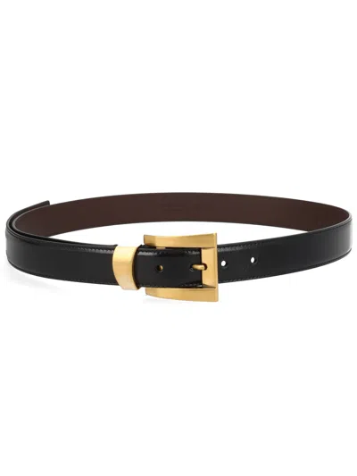 Versace Greca Printed Leather Belt 3 Cm In Black