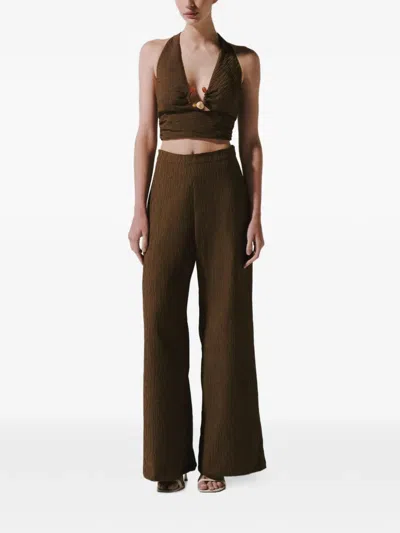 Baobab 스톤 장식 홀터 넥 탑 In Brown
