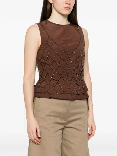 Panicale 비즈 장식 민소매 탑 In Multi