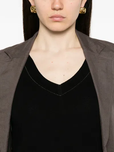 Panicale V넥 비즈 장식 탑 In Black