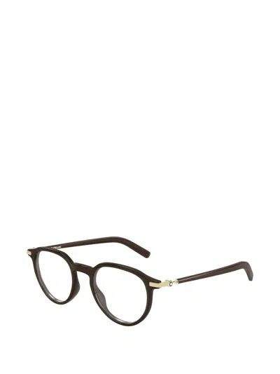 Montblanc 라운드 프레임 안경 In Brown