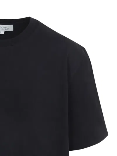 Studio Nicholson Lay Logo Detailed Crewneck T-shirt In Black