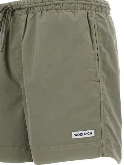 Woolrich 드로스트링 웨이스트 스윔 쇼츠 In Brown