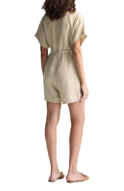 Reistor V Neck Drawstring Romper In Brown