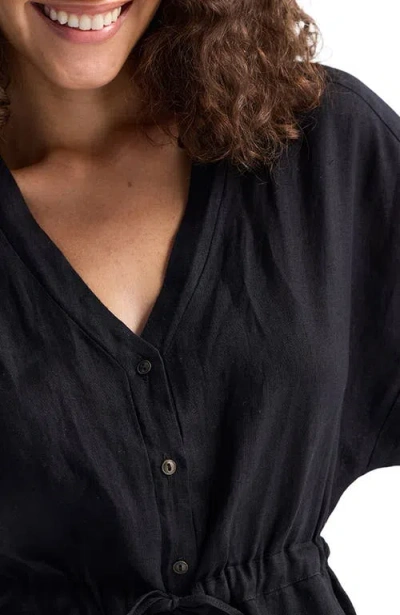 Reistor V Neck Drawstring Romper In Black