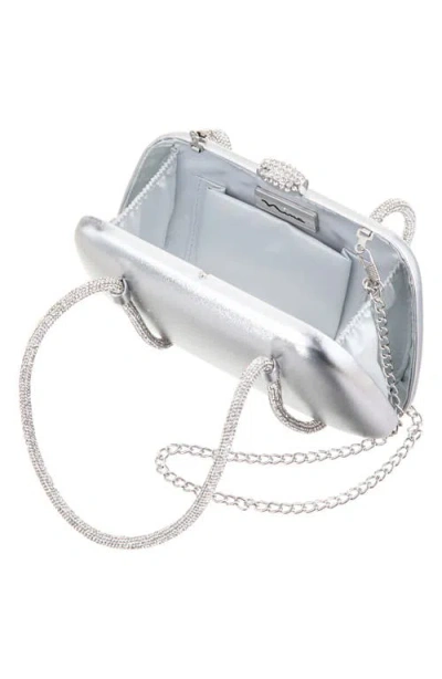 Nina Camara Frame Clutch In Silver