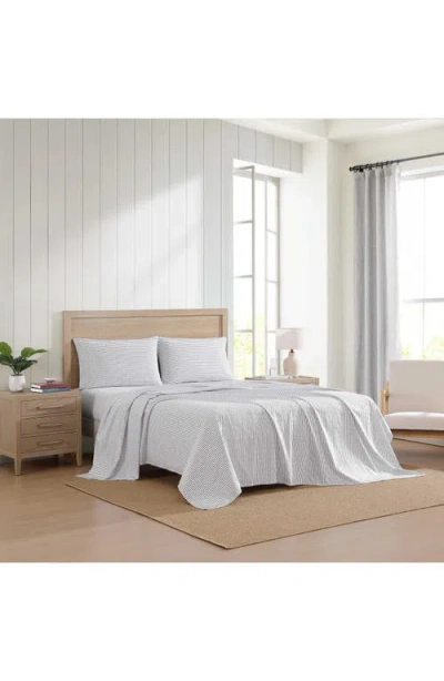 Tommy Hilfiger Monogram Stripe Cotton Percale Sheet Set In Blue