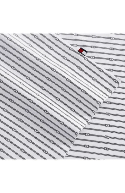Tommy Hilfiger Monogram Stripe Cotton Percale Sheet Set In Blue