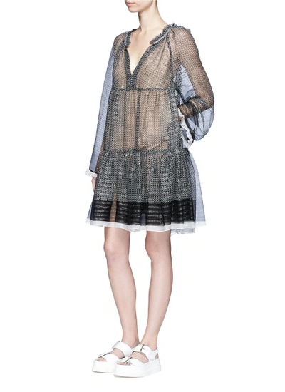 Shop Stella Mccartney Star Print Ruffle Trim Chiffon Dress