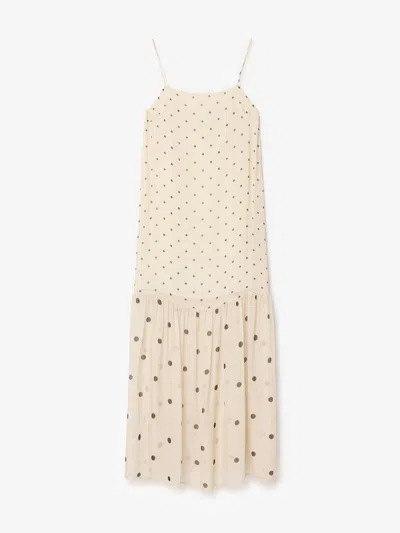 House Of Dagmar Dot Slip Dress Antique Beige In Multi
