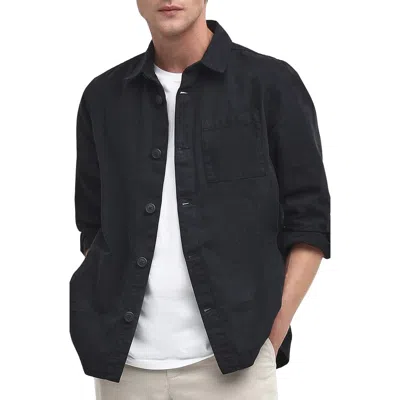 Barbour Washed Button-up Overshirt In Black