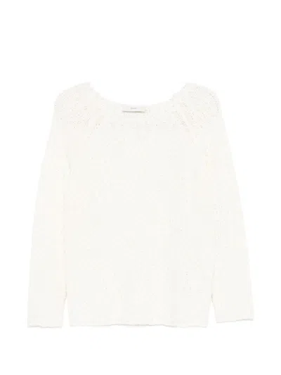 Dunst Crochet Crewneck Sweater Long Sleeves In Yellow