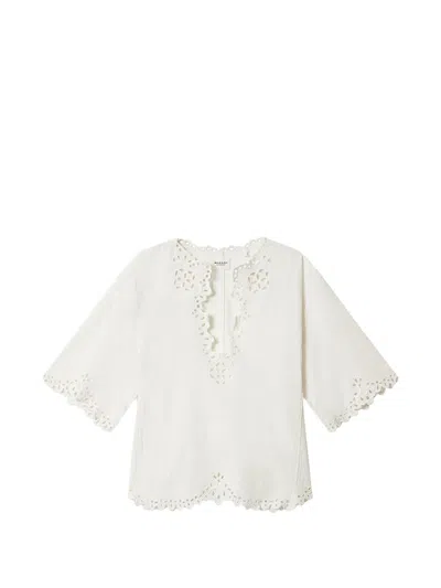 Isabel Marant Etoile Women 'shana' White Kaftan With Cut-out Details And Scallop Hem In Cotton Woman