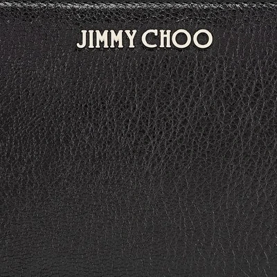 Shop Jimmy Choo Pippa Navy Soft Grained Goat Leather Zip Around Wallet In Black