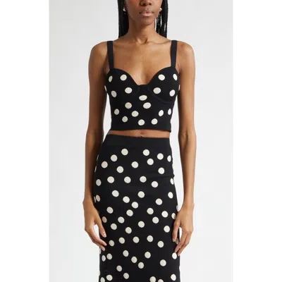 L'agence Tula Polka Dot Bra Knit Top In Black