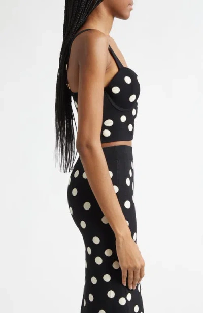 L'agence Tula Polka Dot Bra Knit Top In Black