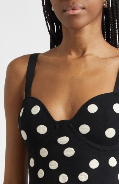 L'agence Tula Polka Dot Bra Knit Top In Black