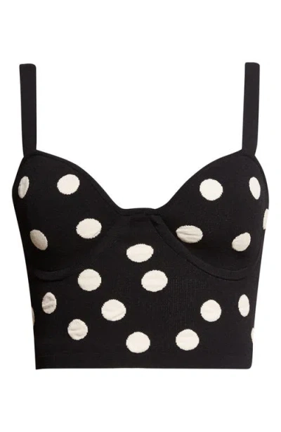 L'agence Tula Polka Dot Bra Knit Top In Black