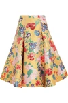 Valentino Floral-brocade Pleated Silk-blend Skirt