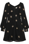 SAINT LAURENT Embellished silk-georgette mini dress