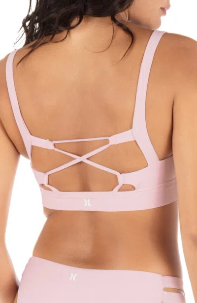 Hurley Max Solid Tab Bikini Top In Pink