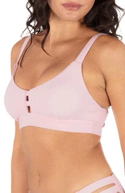 Hurley Max Solid Tab Bikini Top In Pink