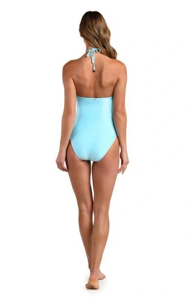 L'agence Indore Ring Solid Halter One Piece Swimsuit In Blue