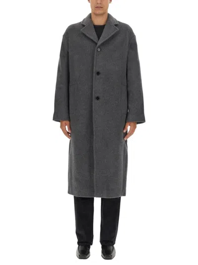 Séfr Long Wool Blend Coat Single Breasted In Gray