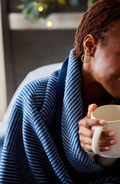 Chappywrap Harborview Herringbone Throw Blanket In Blue