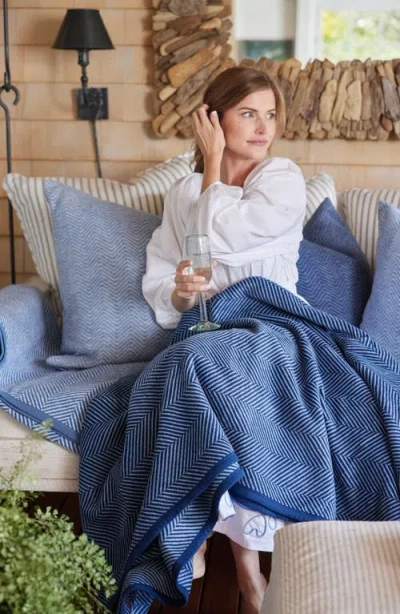 Chappywrap Harborview Herringbone Throw Blanket In Blue