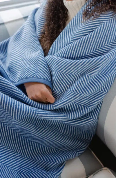 Chappywrap Harborview Herringbone Throw Blanket In Blue