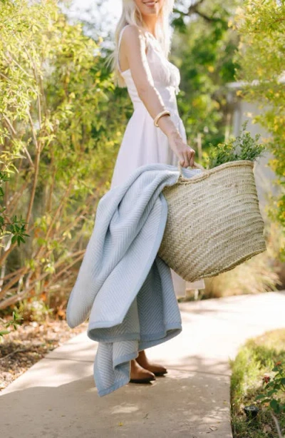 Chappywrap Harborview Herringbone Throw Blanket In Blue