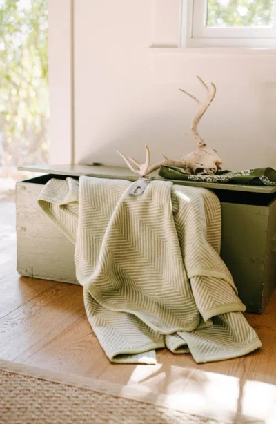Chappywrap Harborview Herringbone Throw Blanket In Green
